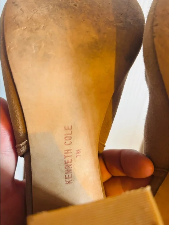 Kenneth Cole Tan Suede Peep-Toe Lace-Up Heels - Picture 5 of 5